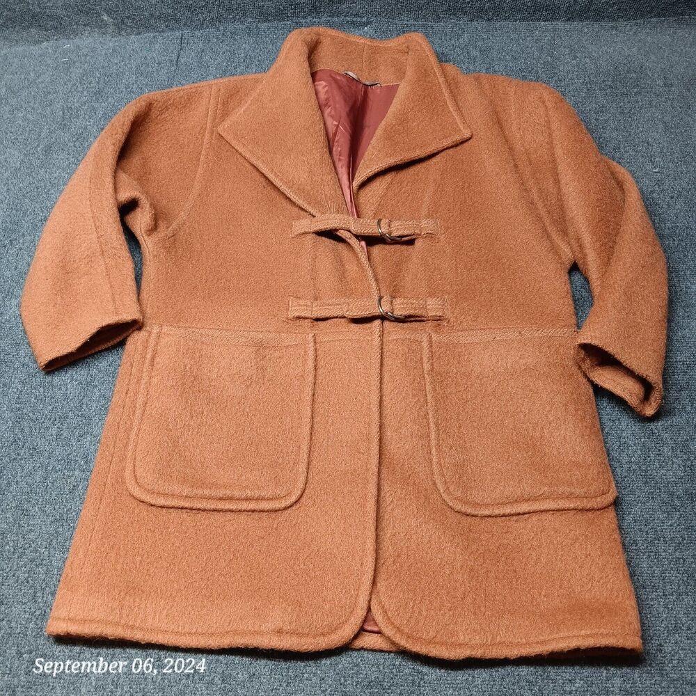 Vintage Modna Konfekcija Ideal Coat Women 40 Brown Belted‎ Wool Blend Overcoat